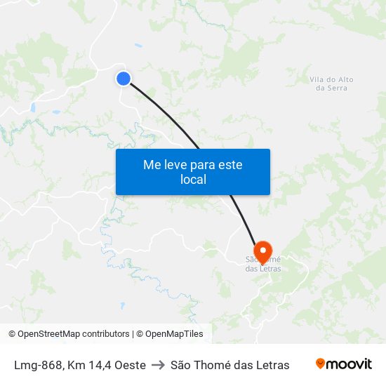 Lmg-868, Km 14,4 Oeste to São Thomé das Letras map