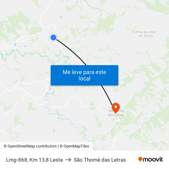 Lmg-868, Km 13,8 Leste to São Thomé das Letras map