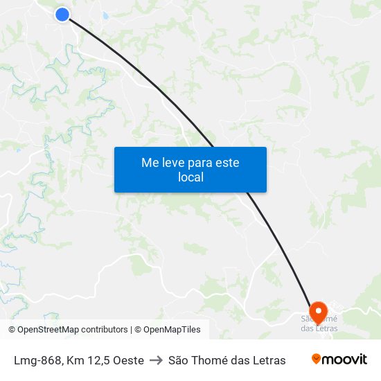Lmg-868, Km 12,5 Oeste to São Thomé das Letras map
