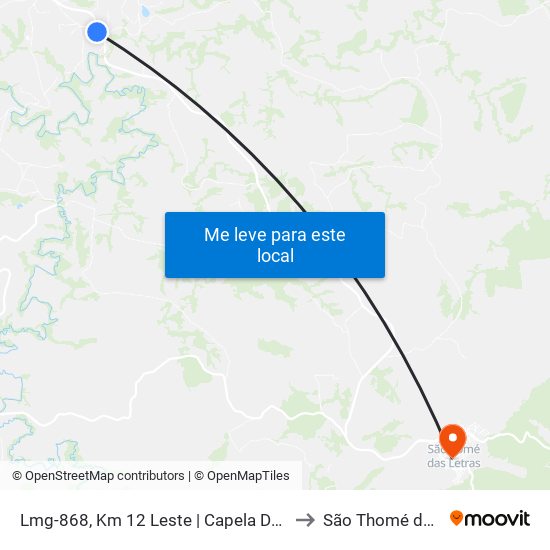 Lmg-868, Km 12 Leste | Capela Da Sagrada Família to São Thomé das Letras map