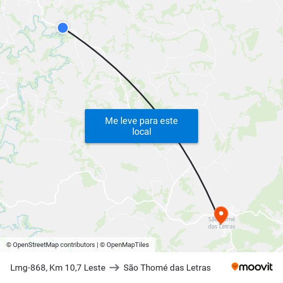 Lmg-868, Km 10,7 Leste to São Thomé das Letras map