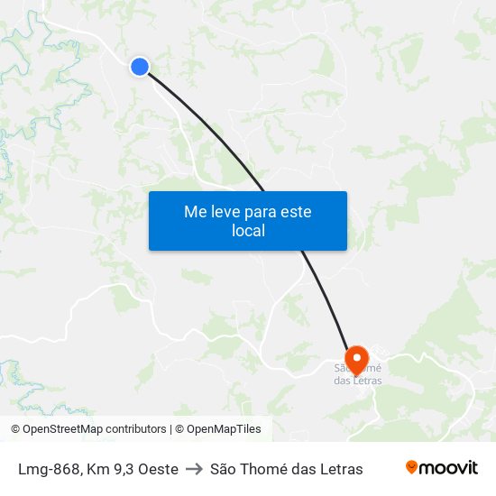 Lmg-868, Km 9,3 Oeste to São Thomé das Letras map