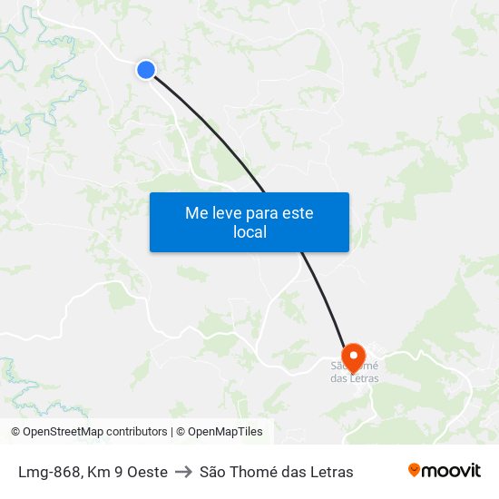 Lmg-868, Km 9 Oeste to São Thomé das Letras map