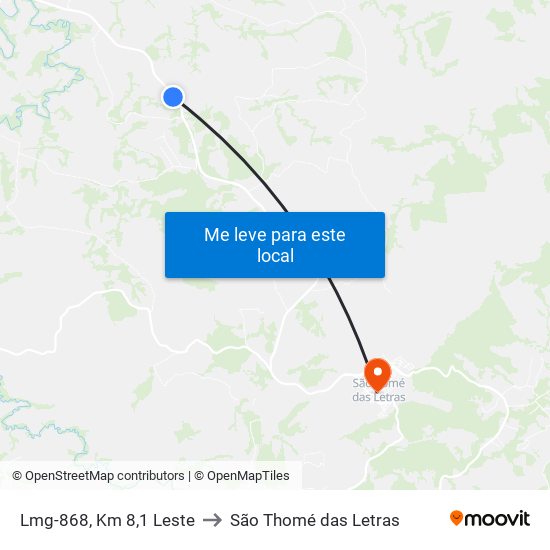 Lmg-868, Km 8,1 Leste to São Thomé das Letras map