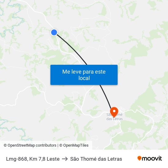 Lmg-868, Km 7,8 Leste to São Thomé das Letras map