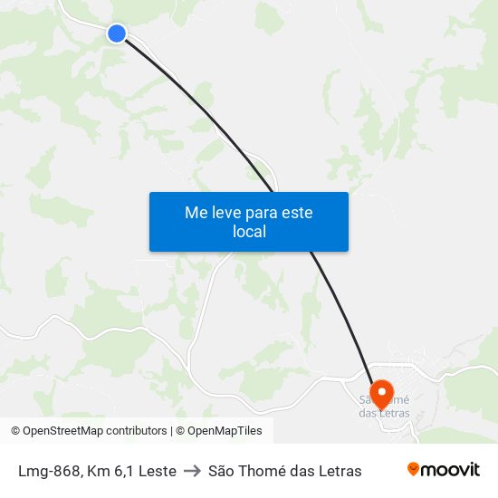 Lmg-868, Km 6,1 Leste to São Thomé das Letras map