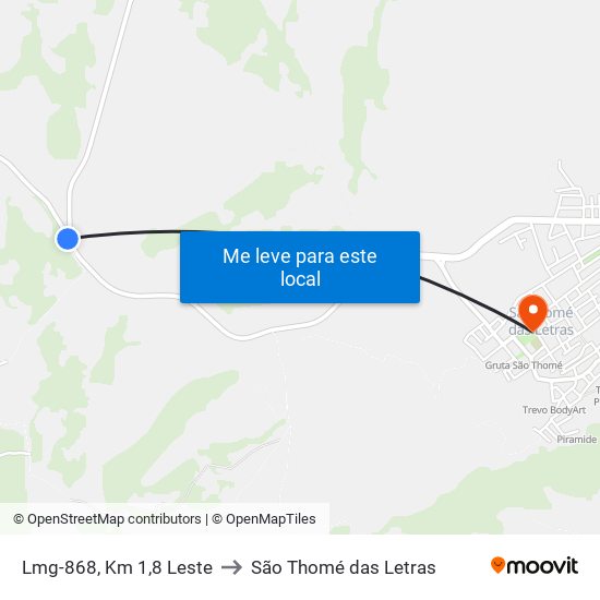 Lmg-868, Km 1,8 Leste to São Thomé das Letras map