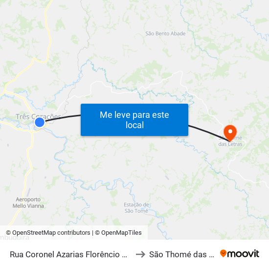 Rua Coronel Azarias Florêncio Pereira, 93 to São Thomé das Letras map