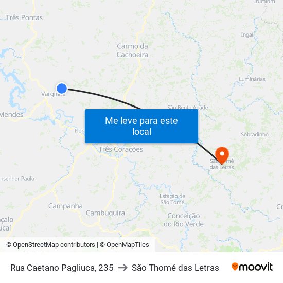 Rua Caetano Pagliuca, 235 to São Thomé das Letras map