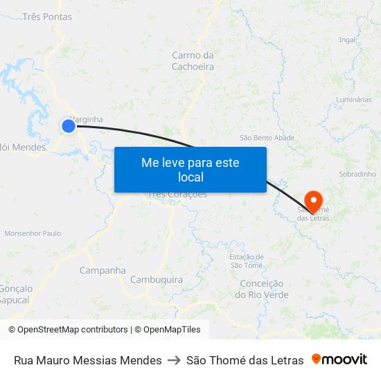 Rua Mauro Messias Mendes to São Thomé das Letras map