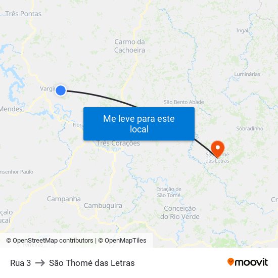 Rua 3 to São Thomé das Letras map