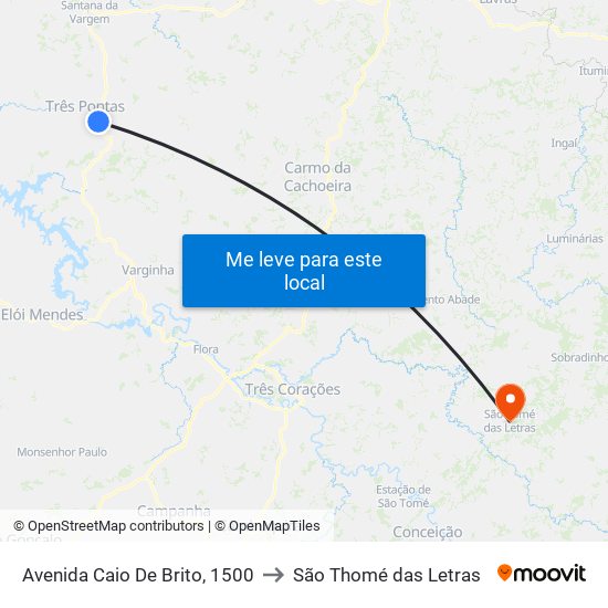 Avenida Caio De Brito, 1500 to São Thomé das Letras map