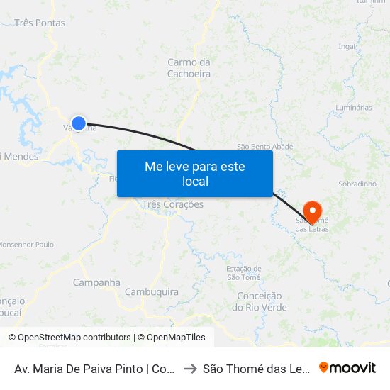 Av. Maria De Paiva Pinto | Copasa to São Thomé das Letras map