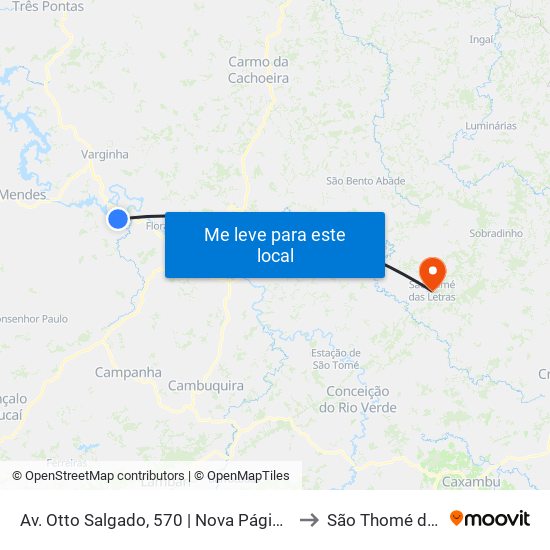 Av. Otto Salgado, 570 | Nova Página Gráfica E Editora to São Thomé das Letras map