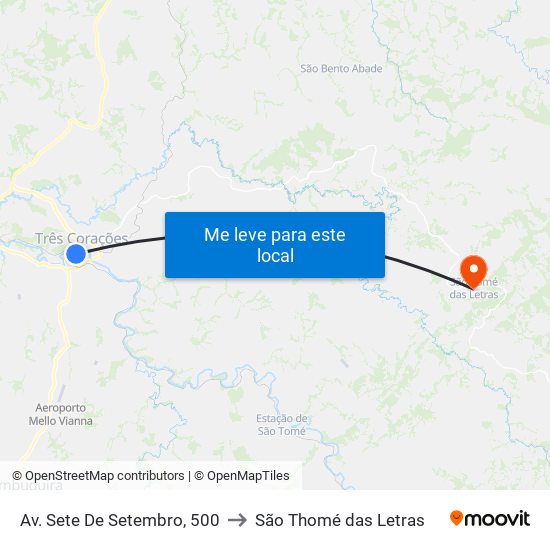 Av. Sete De Setembro, 500 to São Thomé das Letras map