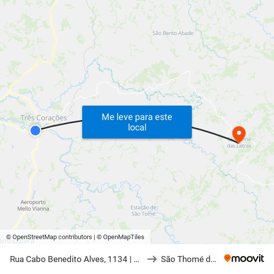 Rua Cabo Benedito Alves, 1134 | Auto Peças Jukita to São Thomé das Letras map