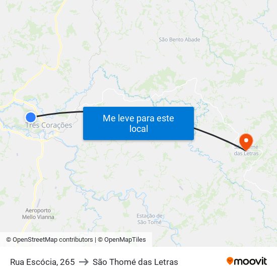 Rua Escócia, 265 to São Thomé das Letras map