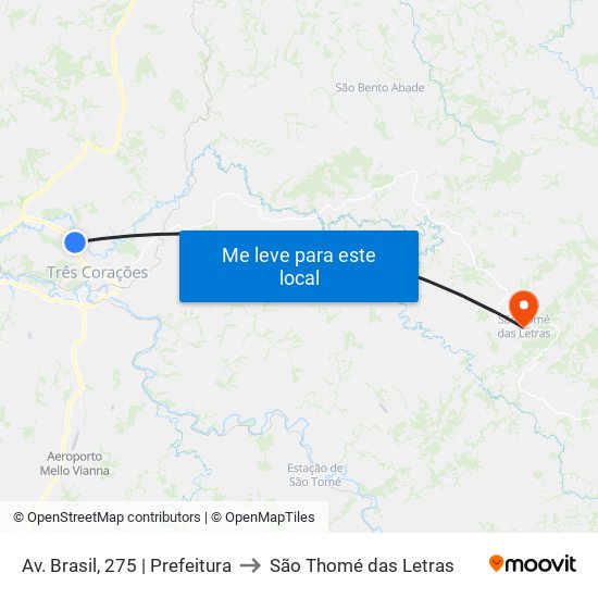 Av. Brasil, 275 | Prefeitura to São Thomé das Letras map