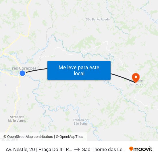 Av. Nestlé, 20 | Praça Do 4º R.C.D. to São Thomé das Letras map