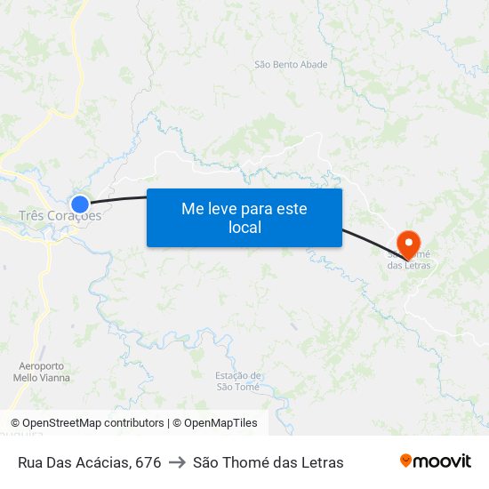 Rua Das Acácias, 676 to São Thomé das Letras map