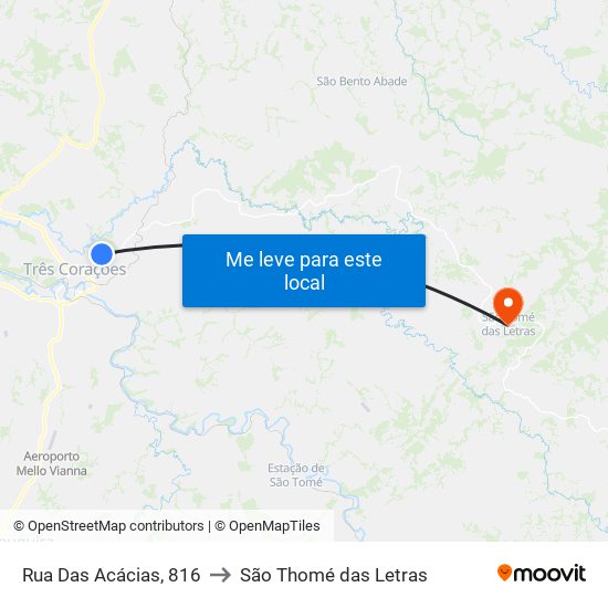 Rua Das Acácias, 816 to São Thomé das Letras map