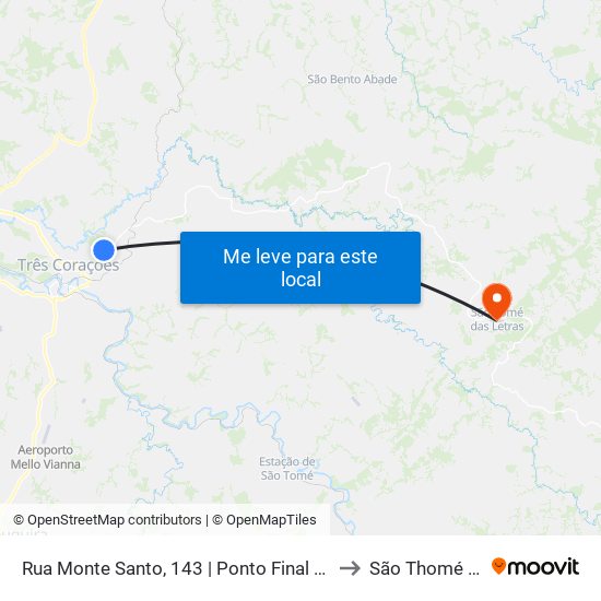 Rua Monte Santo, 143 | Ponto Final Do Jardim Belo Horizonte to São Thomé das Letras map