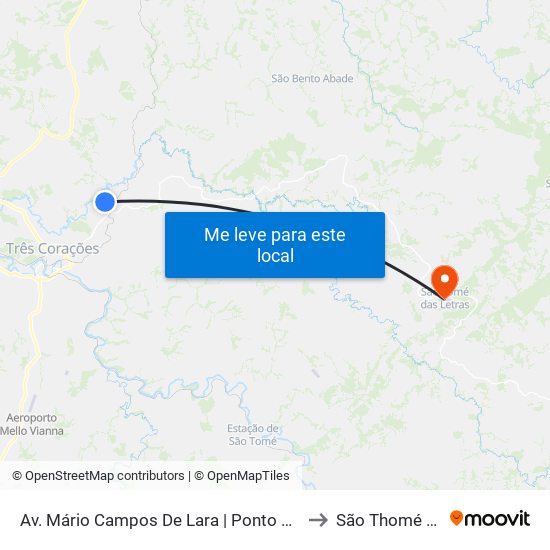 Av. Mário Campos De Lara | Ponto Final Da Colônia Santa Fé to São Thomé das Letras map