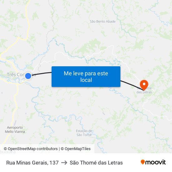 Rua Minas Gerais, 137 to São Thomé das Letras map