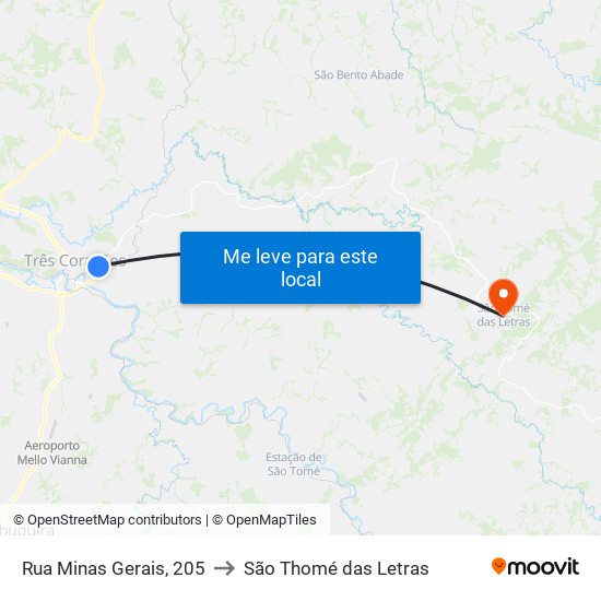 Rua Minas Gerais, 205 to São Thomé das Letras map