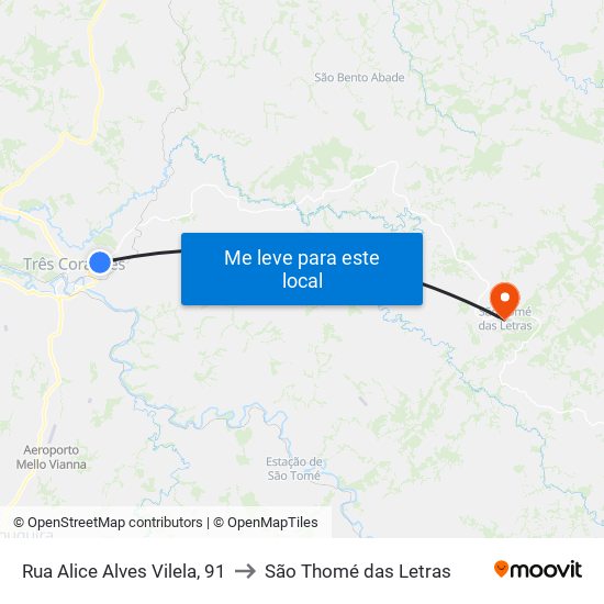 Rua Alice Alves Vilela, 91 to São Thomé das Letras map