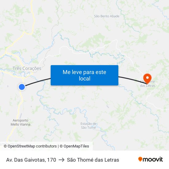 Av. Das Gaivotas, 170 to São Thomé das Letras map