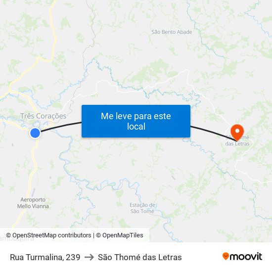 Rua Turmalina, 239 to São Thomé das Letras map