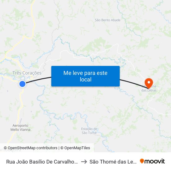 Rua João Basílio De Carvalho, 130 to São Thomé das Letras map