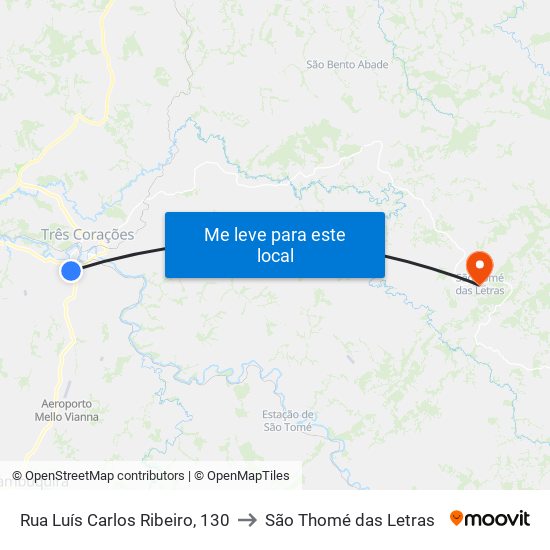 Rua Luís Carlos Ribeiro, 130 to São Thomé das Letras map