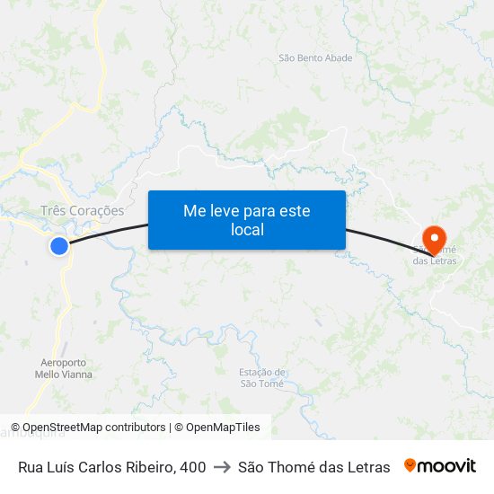 Rua Luís Carlos Ribeiro, 400 to São Thomé das Letras map