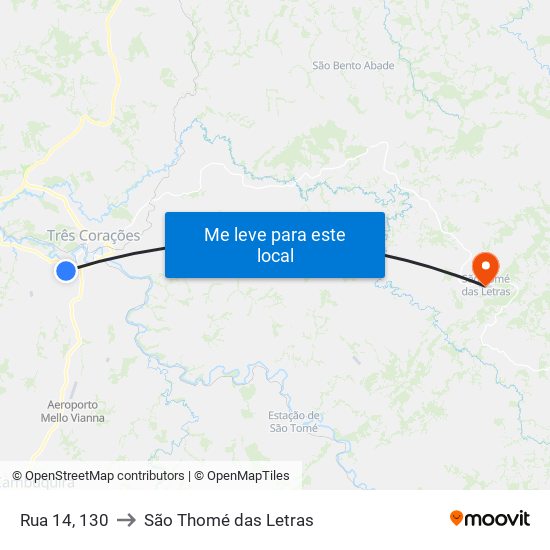 Rua 14, 130 to São Thomé das Letras map