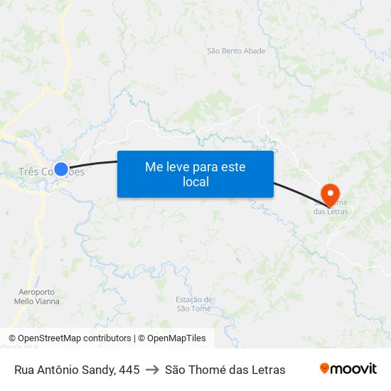 Rua Antônio Sandy, 445 to São Thomé das Letras map