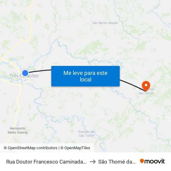 Rua Doutor Francesco Caminada Margotti, 834 to São Thomé das Letras map