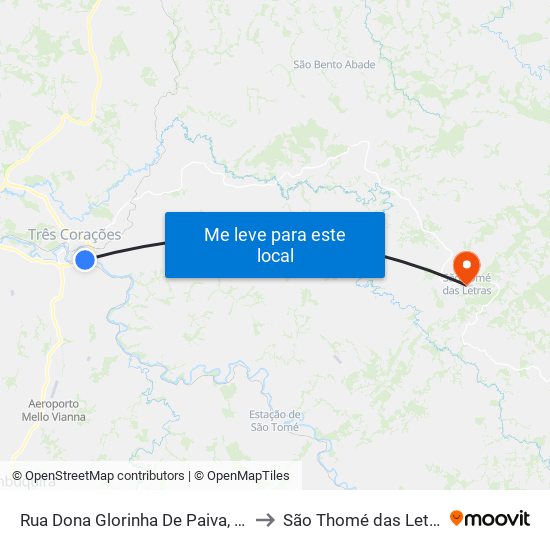 Rua Dona Glorinha De Paiva, 310 to São Thomé das Letras map