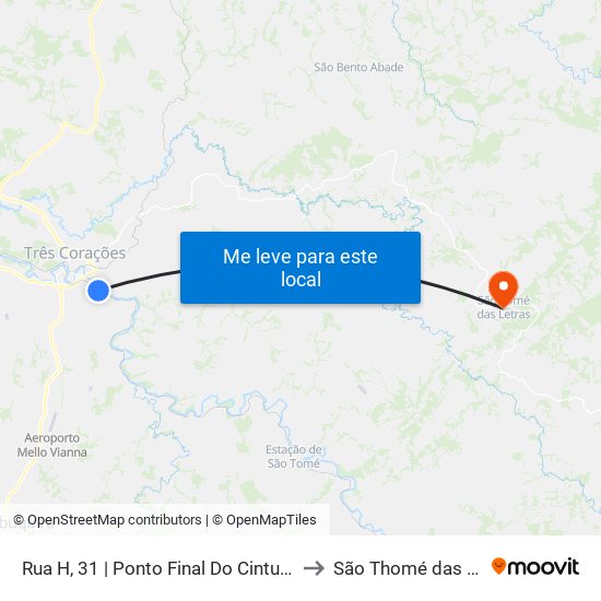 Rua H, 31 | Ponto Final Do Cinturão Verde to São Thomé das Letras map