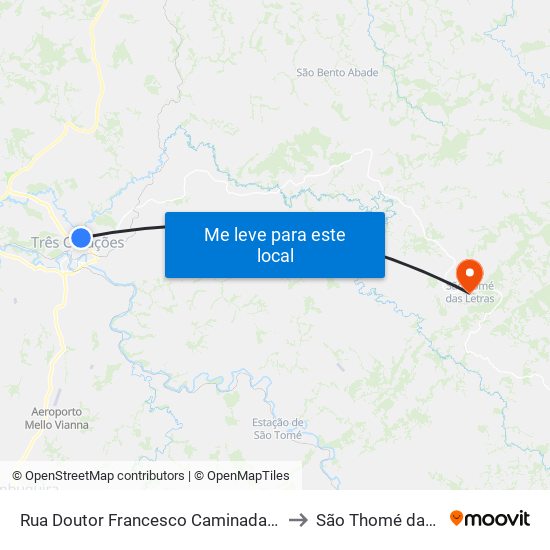 Rua Doutor Francesco Caminada Margotti, 547 to São Thomé das Letras map