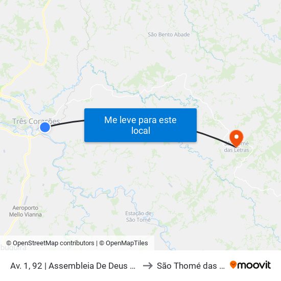 Av. 1, 92 | Assembleia De Deus De Curitiba to São Thomé das Letras map