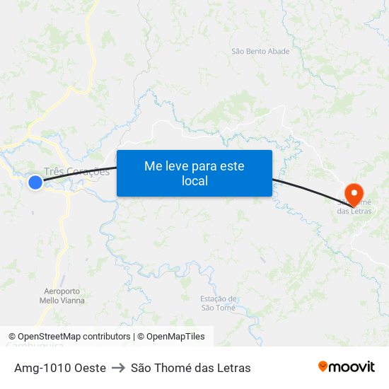 Amg-1010 Oeste to São Thomé das Letras map