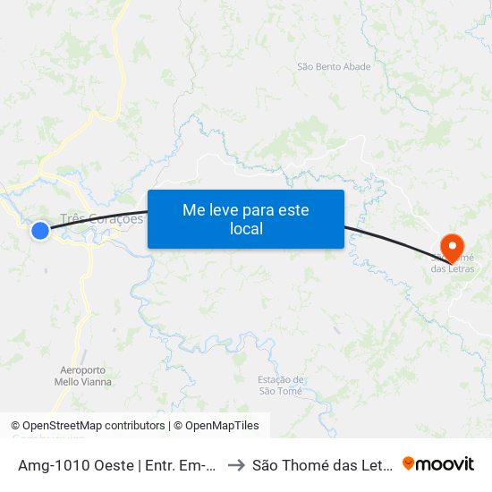 Amg-1010 Oeste | Entr. Em-272 to São Thomé das Letras map