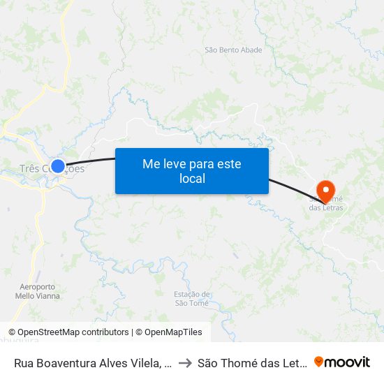 Rua Boaventura Alves Vilela, 359 to São Thomé das Letras map