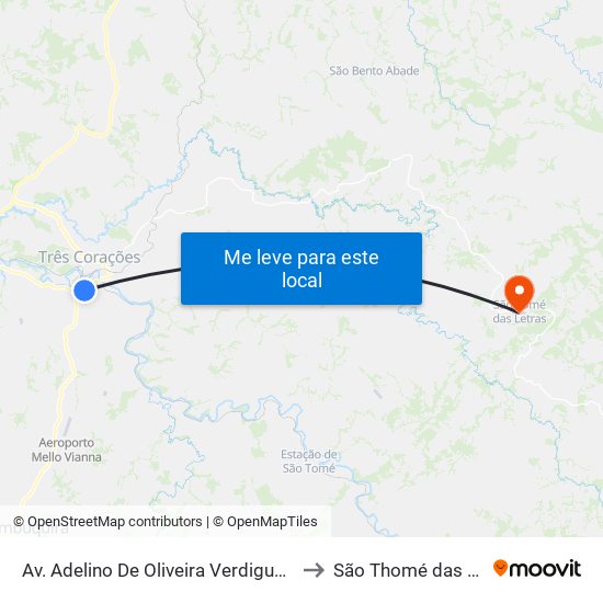 Av. Adelino De Oliveira Verdigueiro, 2205 to São Thomé das Letras map