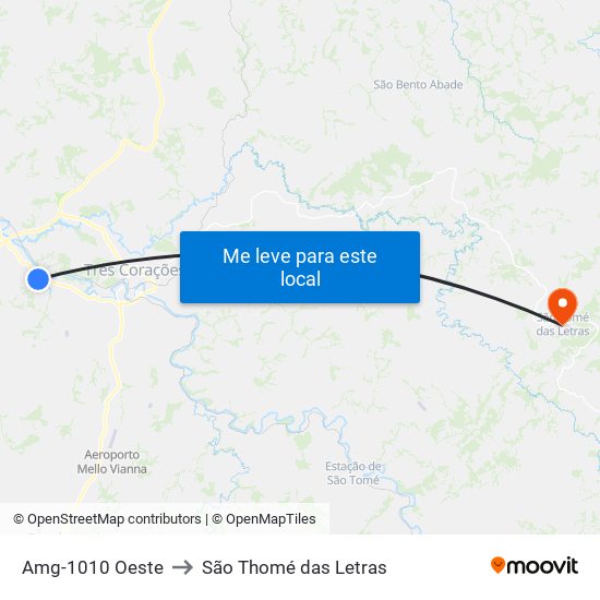 Amg-1010 Oeste to São Thomé das Letras map