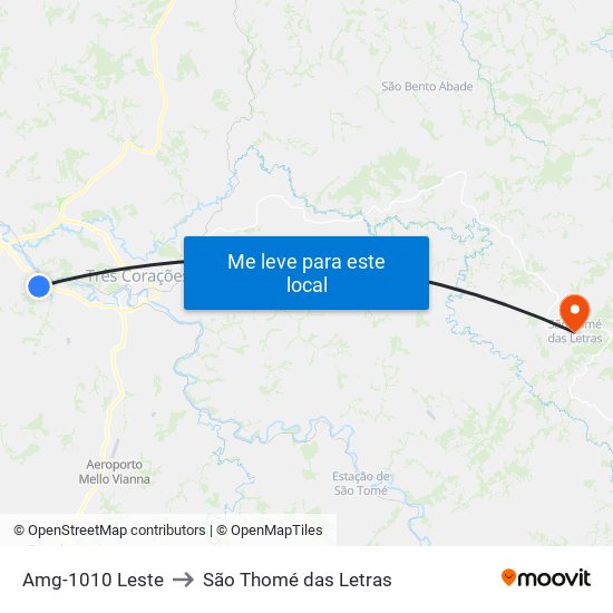 Amg-1010 Leste to São Thomé das Letras map