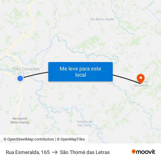 Rua Esmeralda, 165 to São Thomé das Letras map