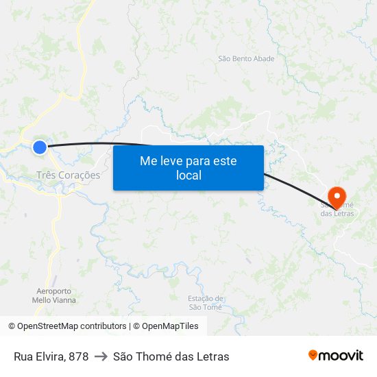 Rua Elvira, 878 to São Thomé das Letras map